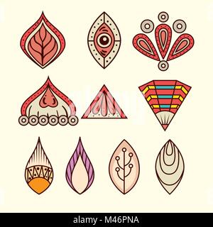 Stile boho mandala impostare le icone Illustrazione Vettoriale