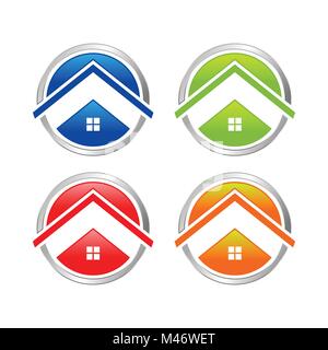 Abstract multi colore cerchio Home icona simbolo Vector Graphic Logo Design Set Illustrazione Vettoriale