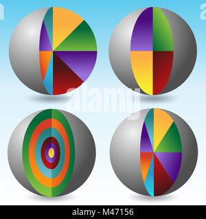 Una immagine di un 3d globo stratificata grafico di dissezione isolato su bianco. Illustrazione Vettoriale