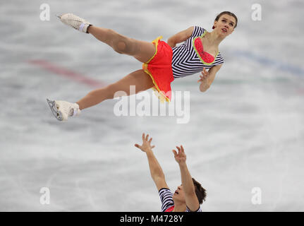 La Repubblica ceca è Martin Bidar e Anna Duskova durante le coppie pattinaggio gratuito di Pattinaggio di Figura durante l ultimo giorno sei del PyeongChang 2018 Giochi Olimpici Invernali in Corea del Sud. Foto Stock