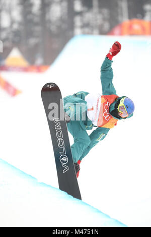 PyeongChang, Corea del Sud. Xiv Feb, 2018. SCOTTY JAMES di Australia durante lo Snowboard uomini Halfpipe finale di Phoenix Snow Park durante il 2018 Pyeongchang Giochi Olimpici Invernali. Credito: Scott Kiernan Mc/ZUMA filo/Alamy Live News Foto Stock