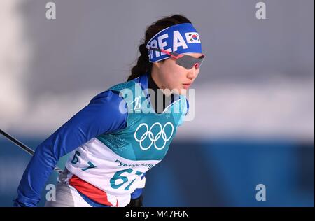 Pyeongchang, Corea del Sud. 15 Feb, 2018. Hyeri Ju (KOR). Womens 10km individuale. Lo sci di fondo. Alpensia centro di sci di fondo. Pyeongchang2018 Olimpiadi invernali. Alpensia. Repubblica di Corea. 15/02/2018. Credito: Sport In immagini/Alamy Live News Foto Stock