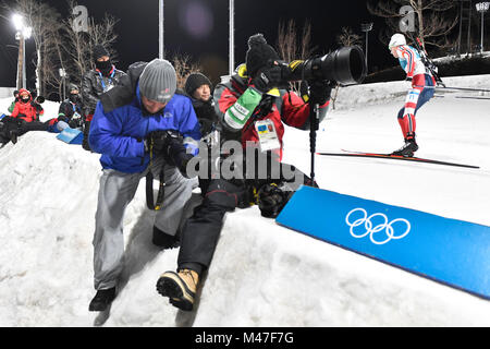 Pyeongchang, Corea. 15 Feb, 2018. Fotografi si sono visti durante le gare di biathlon gara endurance, 20 km, uomini, entro il 2018 Olimpiadi invernali di Pyeongchang, Corea del Sud, 15 febbraio 2018. Credito: Michal Kamaryt/CTK foto/Alamy Live News Foto Stock