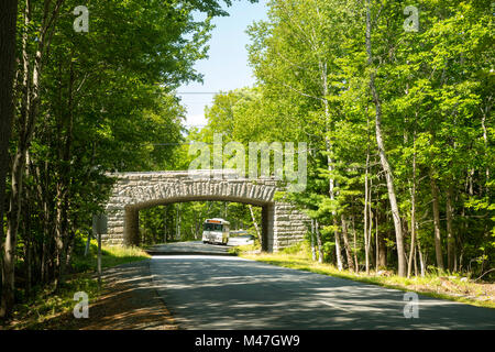 Ponte sul Park Loop Road nel Parco Nazionale di Acadia, vicino a Bar Harbor, Maine, Stati Uniti d'America. Foto Stock