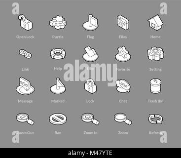 Isometrica icone di contorno impostato Illustrazione Vettoriale