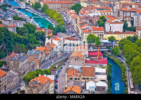 Città di Rijeka e Rjecina vista fiume Foto Stock