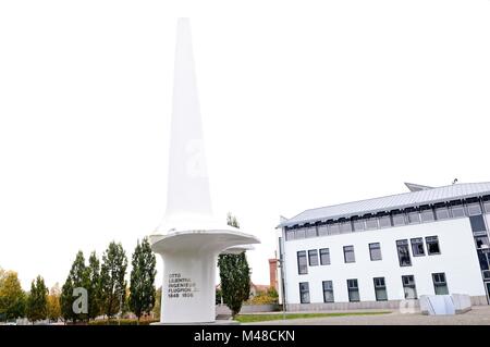 Otto Lilienthal Memorial am Pferdemarkt Anklam Germania Foto Stock