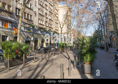 Street nel quartiere della Barceloneta di Barcellona Foto Stock