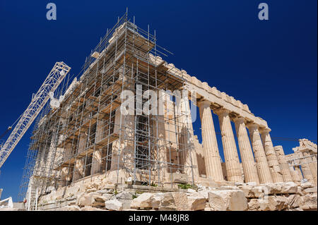 La ricostruzione del Partenone in Acropoli di Atene, Grecia Foto Stock