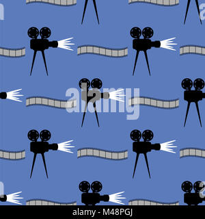 Cinema Seamless Pattern. Vecchio filmato proiettore striscia di pellicola di sfondo Foto Stock