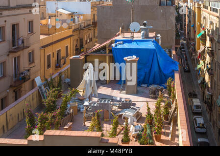 Roof garden nel quartiere della Barceloneta Barcelona Foto Stock