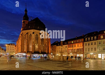 Mercato di Heidelberg luogo di notte Foto Stock