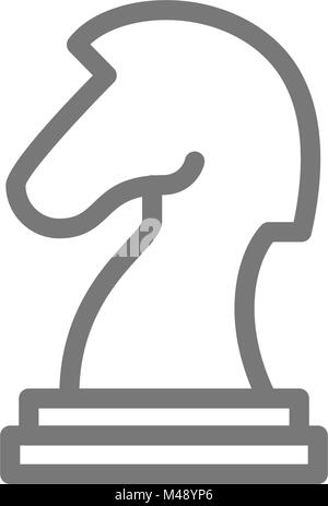 Semplice scacchi cavaliere e cavallo figura icona linea. Simbolo e segno illustrazione vettoriale design. Isolato su sfondo bianco Illustrazione Vettoriale