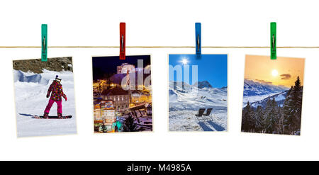 Austria montagna sci sulla fotografia clothespins Foto Stock