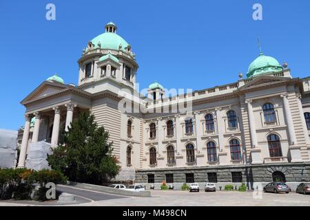 A Belgrado, in Serbia - sede del unicamerale Parlamento serbo (Assemblea Nazionale della Serbia). Foto Stock