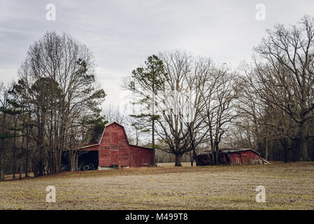 Vecchi fienili americano in inverno Foto Stock