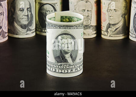 Ritratto di Thomas Jefferson su due-dollar banconota Foto Stock