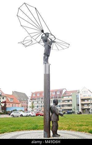 Il monumento ai fratelli Lilienthal a Anklam Germania Foto Stock