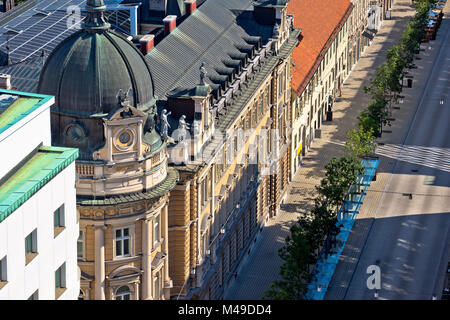 Street e di architettura di Lubiana vista aerea Foto Stock