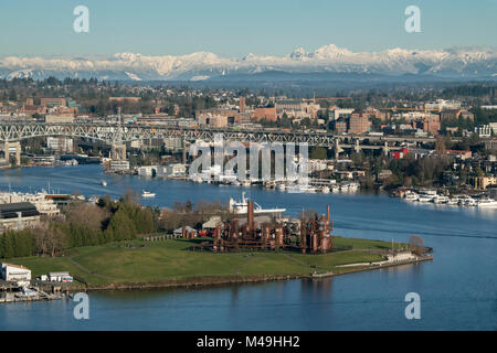 Lavori Gas Park, Lago di unione e l'Università di Washington, Seattle, Washington Foto Stock
