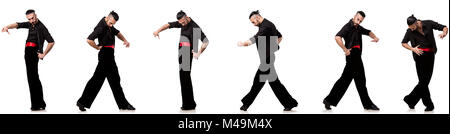 Il ballerino spagnolo in pose diverse su bianco Foto Stock