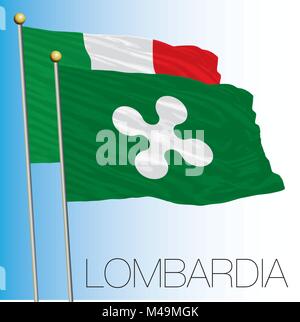 Lombardia bandiera regionale, Repubblica italiana, Italia, Unione Europea Illustrazione Vettoriale