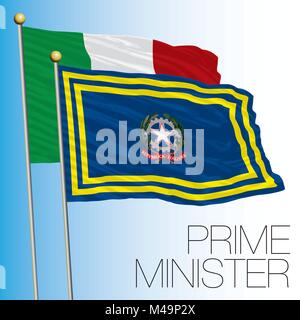 Repubblica italiana, primo ministro bandiera, Italia Illustrazione Vettoriale