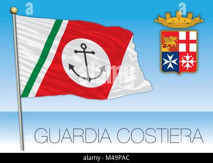 Guardia Costiera italiana, Guardia Costiera bandiera, Italia Illustrazione Vettoriale