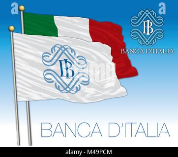 Banca d'Italia bandiera, Italia, Unione Europea Illustrazione Vettoriale
