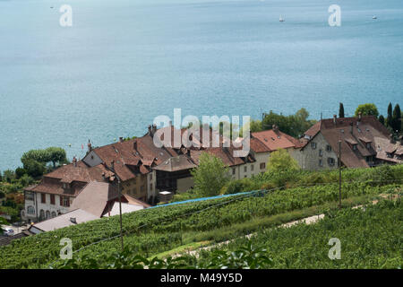 Ligerz, Svizzera, sul lago di Bienne Foto Stock