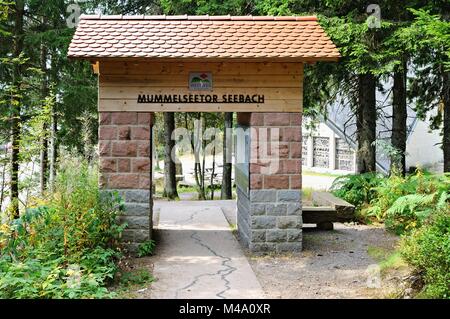 Il lago Mummelsee Gate Seebach nella Foresta Nera in Germania Foto Stock