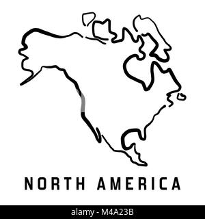 Nord America mappa semplice delineare - liscia continente semplificata forma mappa vettoriale. Illustrazione Vettoriale