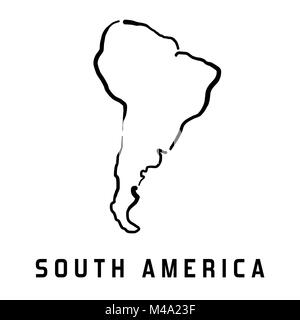 Sud America mappa semplice delineare - liscia continente semplificata forma mappa vettoriale. Illustrazione Vettoriale