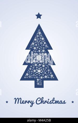 Natale greeting card design - il simbolo del fiocco di neve decorate albero. Illustrazione Vettoriale
