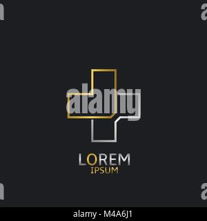 Croce in metallo modello di etichetta Illustrazione Vettoriale