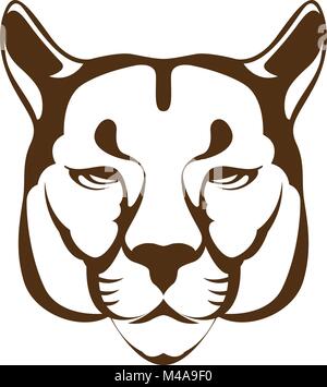 Puma faccia capo illustrazione vettoriale lato anteriore la linea Illustrazione Vettoriale