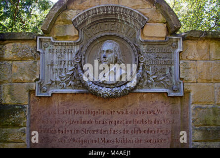 Hölderlin-Denkmal, Lauffen am Neckar, Baden-Württemberg, Deutschland, Europa Foto Stock