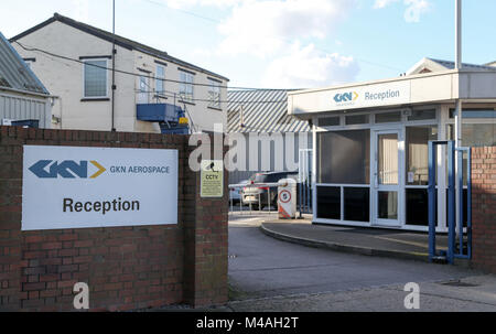 Una visione generale di GKN Aerospace a Portsmouth, Hampshire, come l'azienda ha scritto agli azionisti per avvertire sopra l'offerta interamente opportunistica di acquisto da Melrose, dicendo che il suo inesperto team di gestione e il modello di affari a breve termine sono inappropriati per l'azienda. Foto Stock