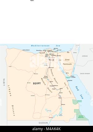 Strade mappa vettoriale della Repubblica Araba di Egitto Illustrazione Vettoriale