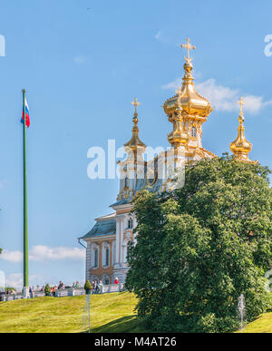 Grand cascata in Pertergof, San Pietroburgo, Russia. Foto Stock