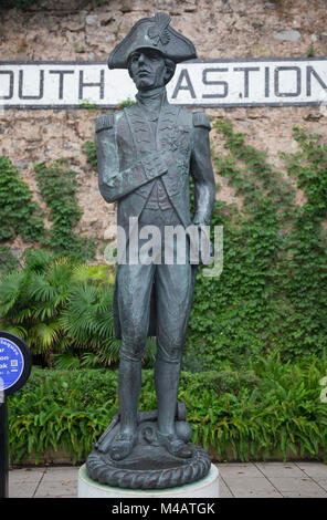 Lord Nelson Memorial nella parte anteriore del bastione sud orientale della facciata a Gibilterra. Foto Stock