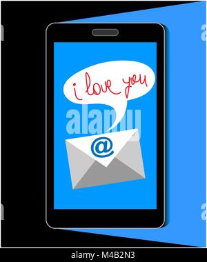 Messaggio di San Valentino del telefono cellulare ti amo illustrazione vettoriale Illustrazione Vettoriale