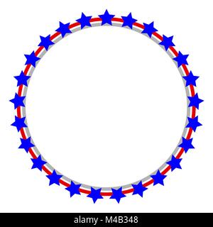 Simbolo bandiera americana cornice rotonda o segno Illustrazione Vettoriale