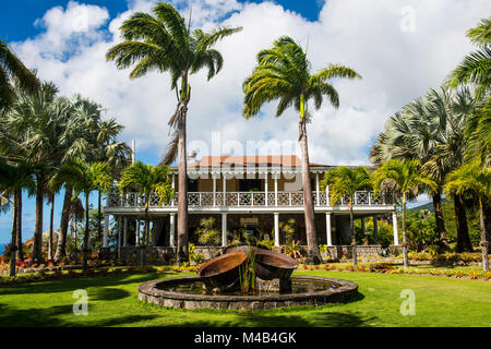 Palazzo storico in giardini botanici in Nevis island,St.Kitts e Nevis,dei Caraibi Foto Stock