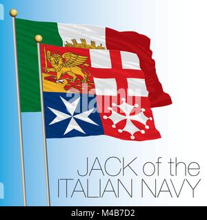 Marina Militare Italiana Jack Flag, Repubblica italiana, Italia, Unione Europea Illustrazione Vettoriale