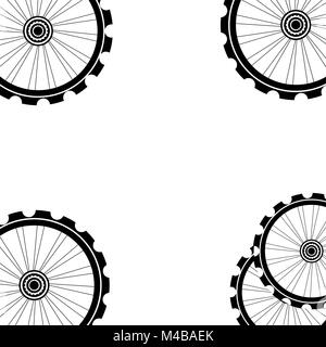 Le ruote di bicicletta pattern isolati su sfondo bianco Foto Stock