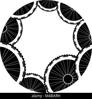 Le ruote di bicicletta pattern isolati su sfondo bianco Foto Stock