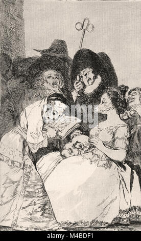 Francisco de Goya y Lucientes - La filiazione (La filiacion), dai capricci (Los Caprichos), piastra 57 Foto Stock