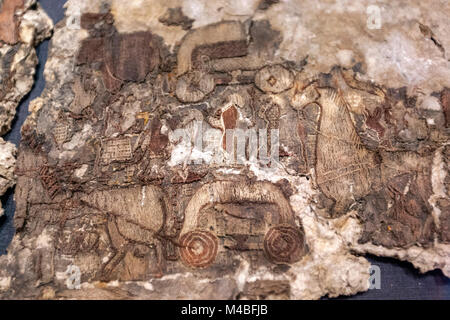 Parte della tappezzeria originale nel Museo della Nave Vichinga, Huk Aveny, Oslo, Norvegia Foto Stock