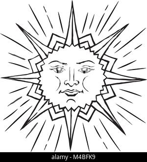 Stilizzata schizzo di Sun Illustrazione Vettoriale